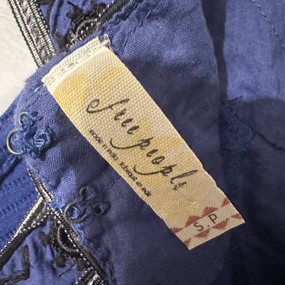 Free People blue stretchy small dress. Black & silver detail. EUC. - Picture 6 of 10